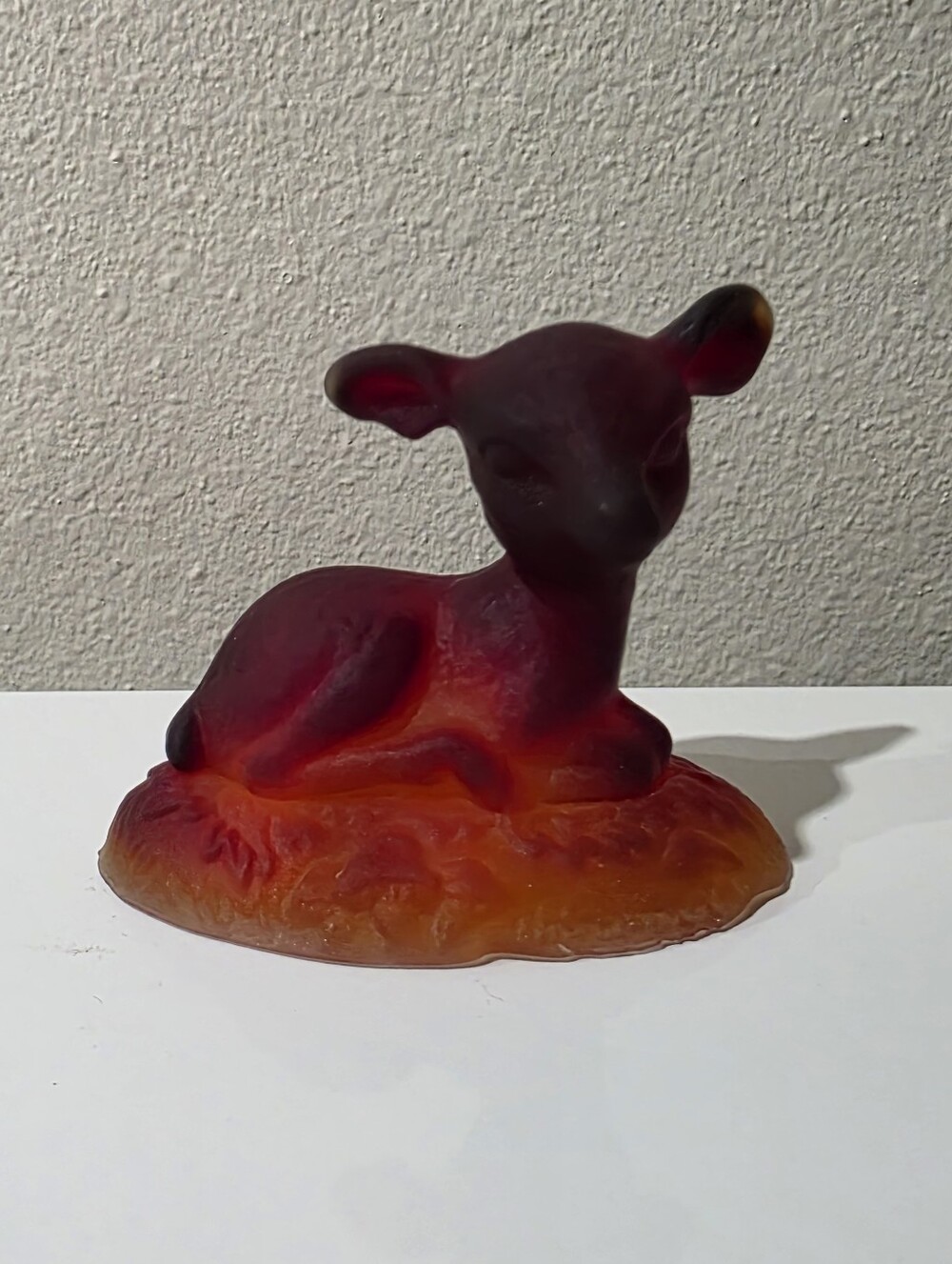 Boyd Glass Ruby Satin Bingo Deer Figurine GLOWS